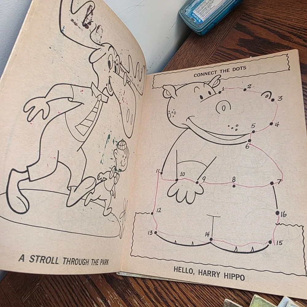 Vintage Giant Coloring Book Lot Puss in Boots Snow White Hansel Gretel 6 Books